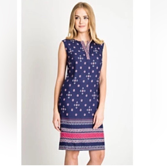 Talbots Navy, red and white Patterned sleeveless Midi Dress - Picture 1 of 9